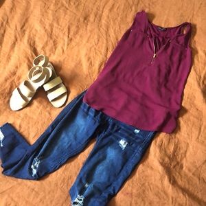 Dressy Top with zipper down front.